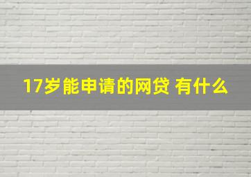 17岁能申请的网贷 有什么